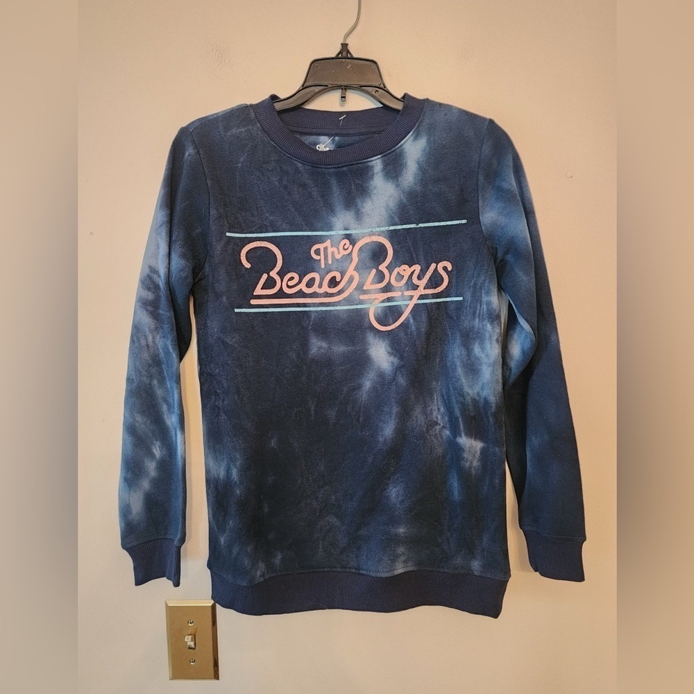 Beach Boys Blue Tie Dye Graphics Long Sleeve Sweatshirt Women's oversized Small